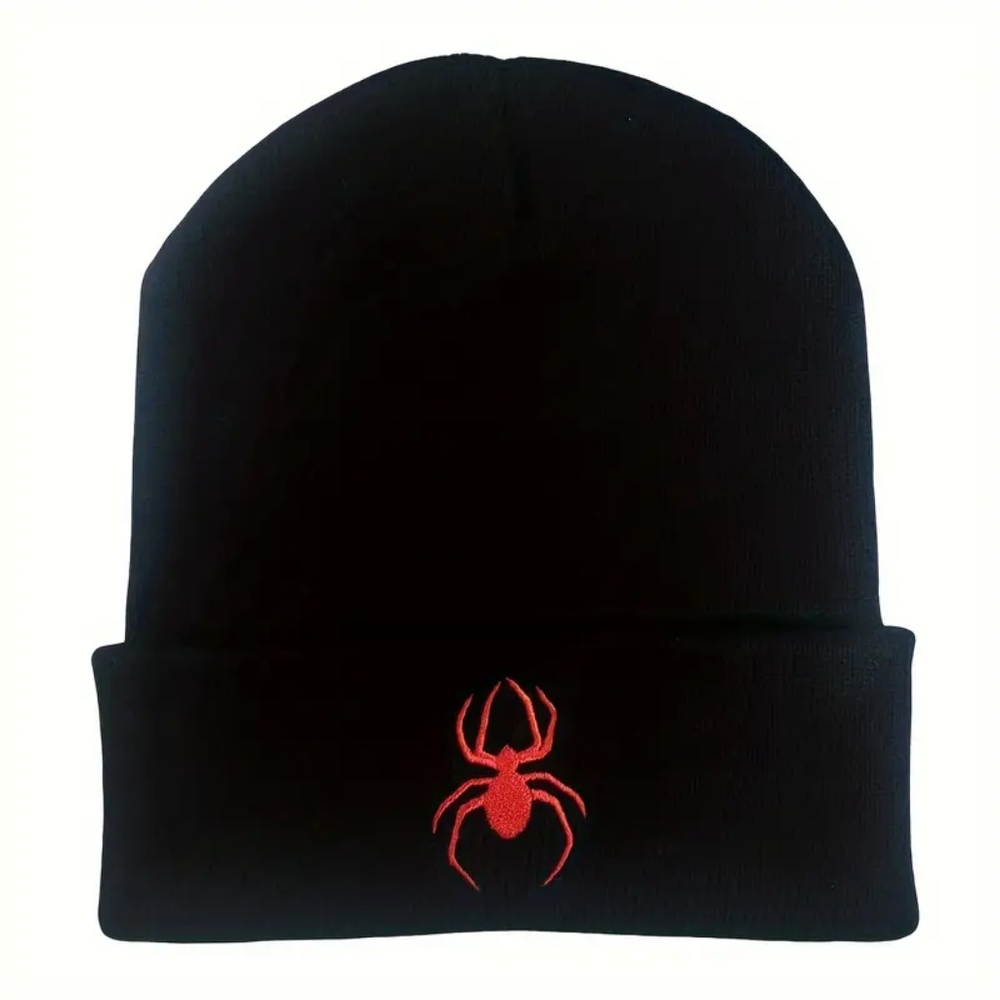 Cuff Beanie w Embroidered Spider (New)